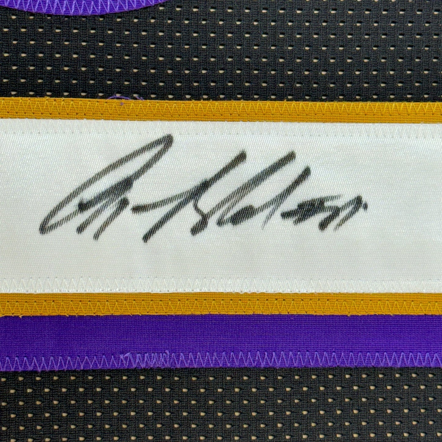 Framed Autographed/Signed Anquan Boldin 35x39 Baltimore Black Football Jersey Beckett BAS COA