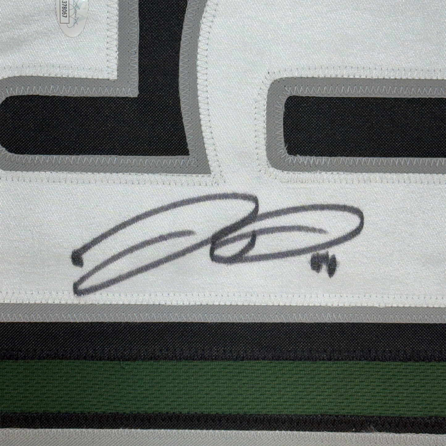 Framed Autographed/Signed Jordan Davis 35x39 Philadelphia Green Football Jersey JSA COA