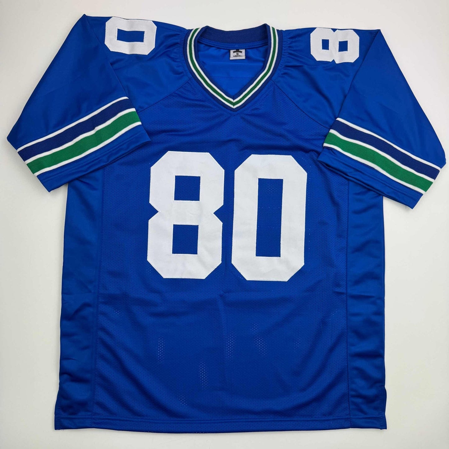Autographed/Signed Steve Largent HOF 95 Seattle Blue Football Jersey Beckett BAS COA