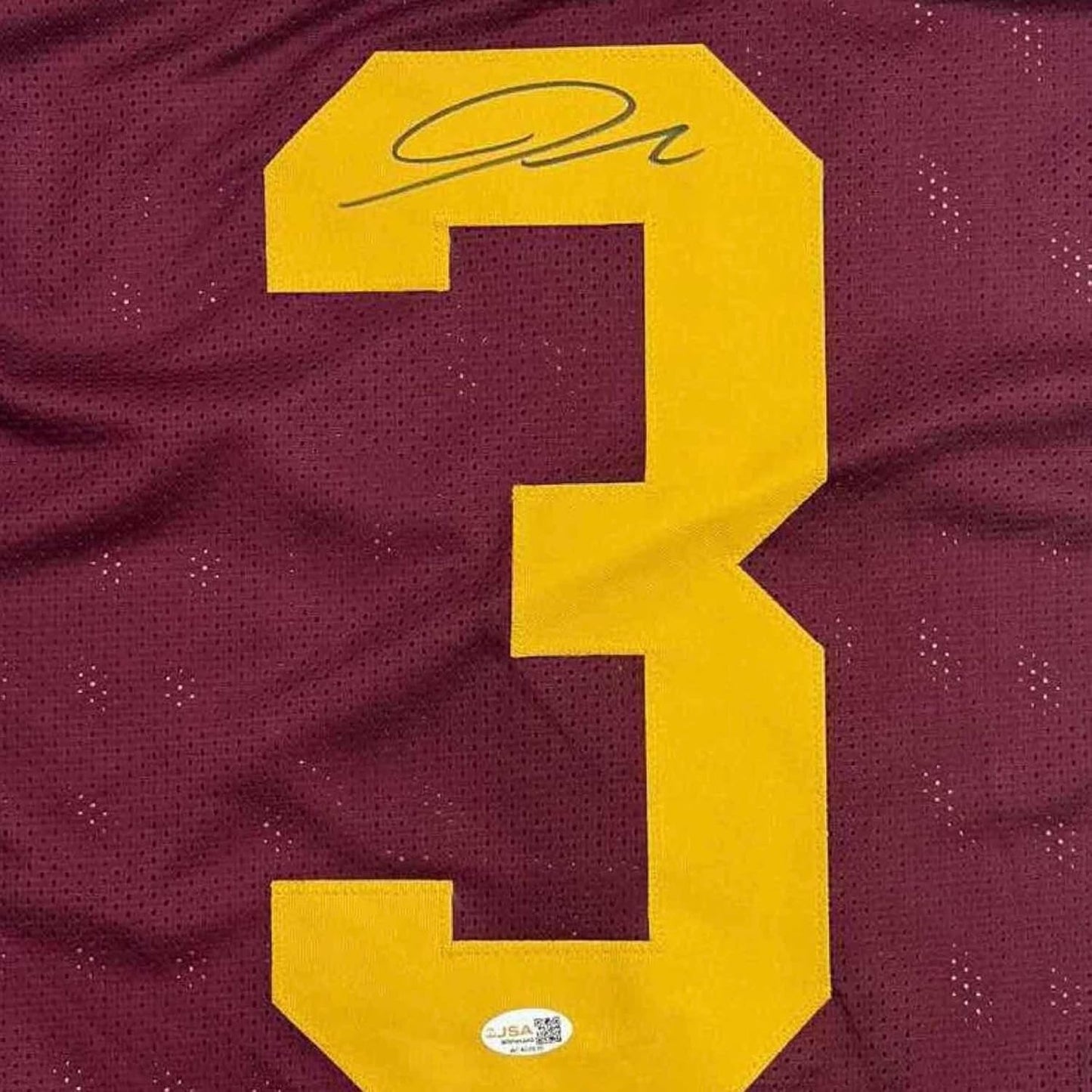 Framed Autographed/Signed Jordan Addison 35x39 USC Southern Cal Red College Football Jersey JSA COA