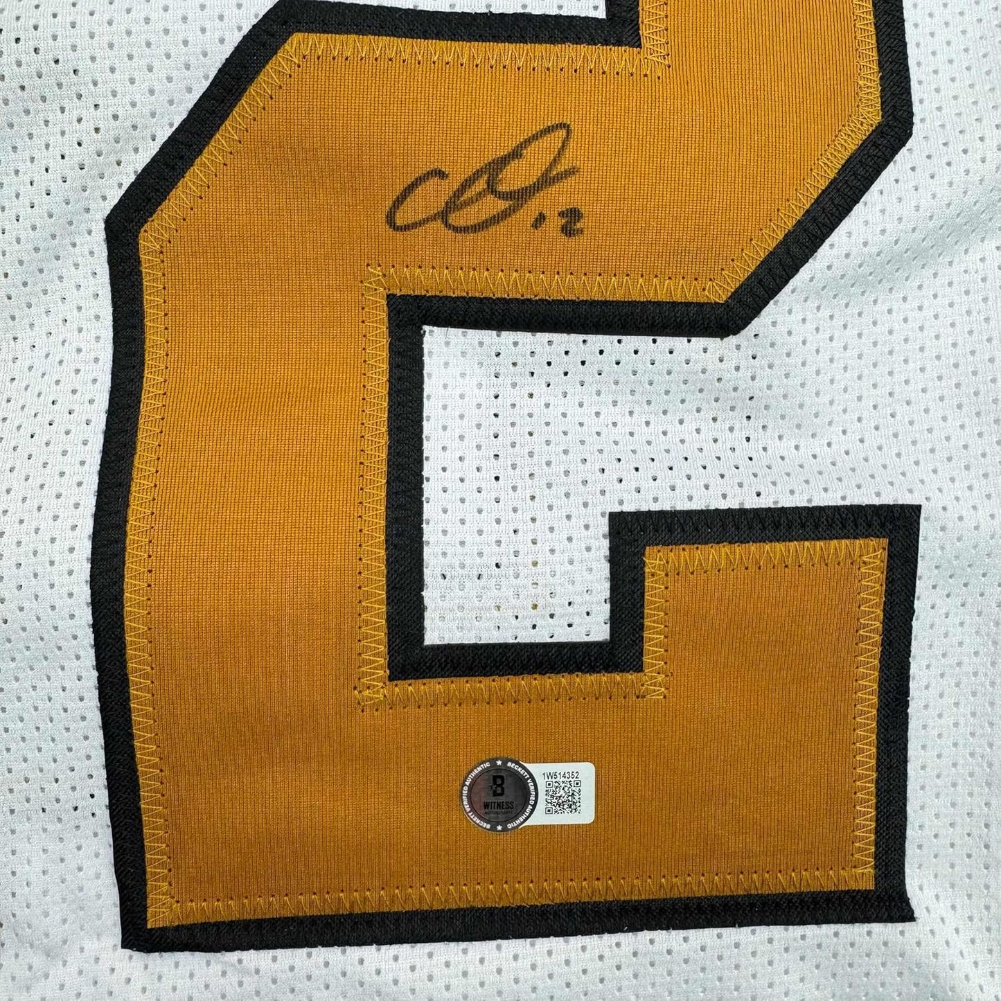 Framed Autographed/Signed Chris Olave 35x39 New Orleans White Color Rush Football Jersey Beckett BAS COA