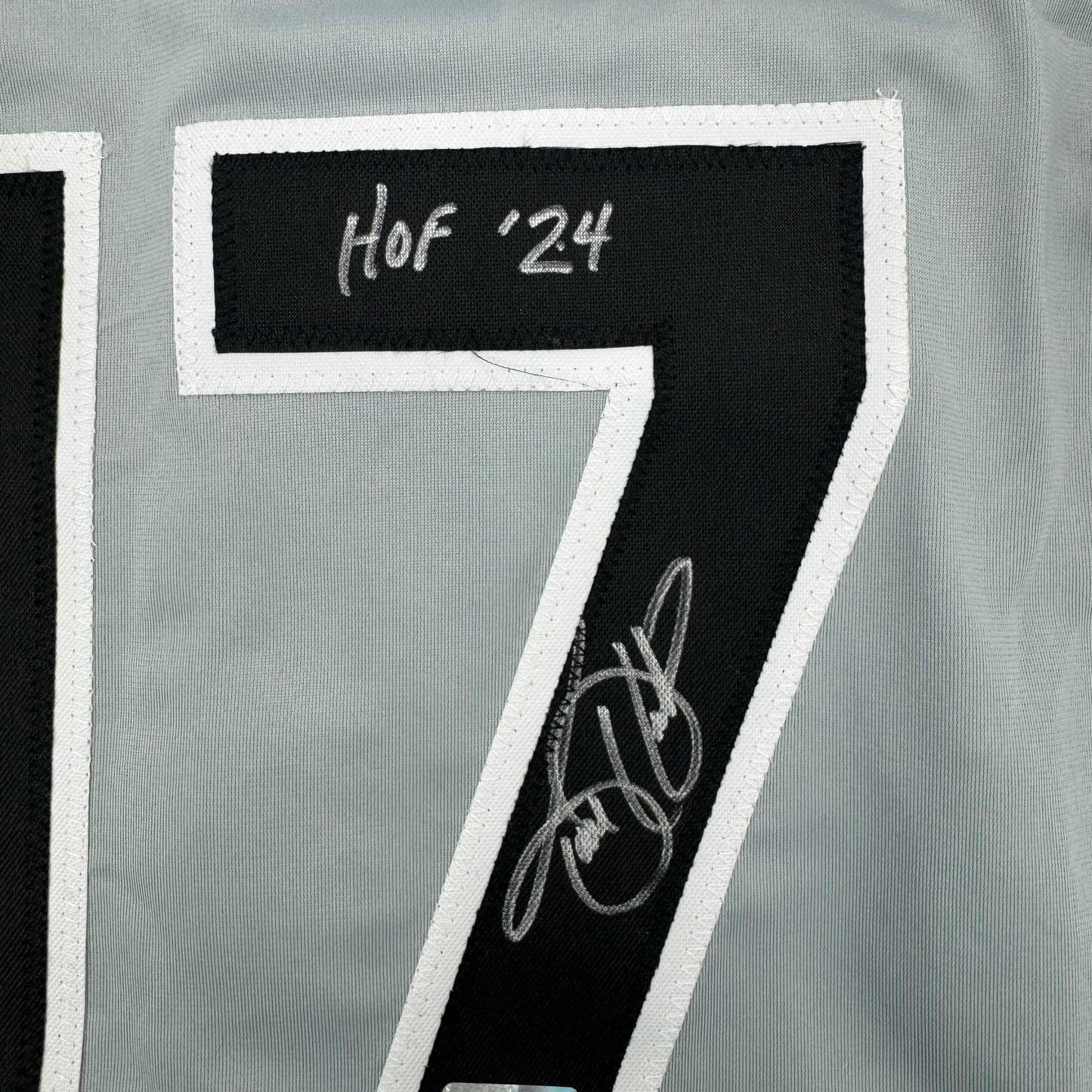 Framed Autographed/Signed Todd Helton HOF 24 35x39 Colorado Grey Baseball Jersey Tristar COA