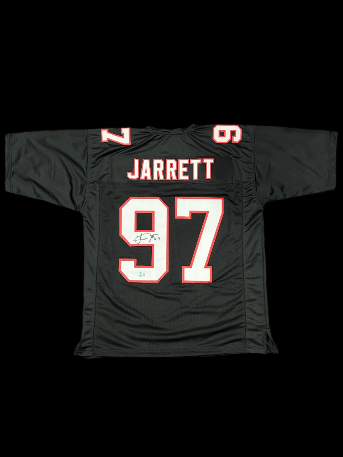 Grady Jarrett Signed Black Throwback Falcons Jersey BAS Auth