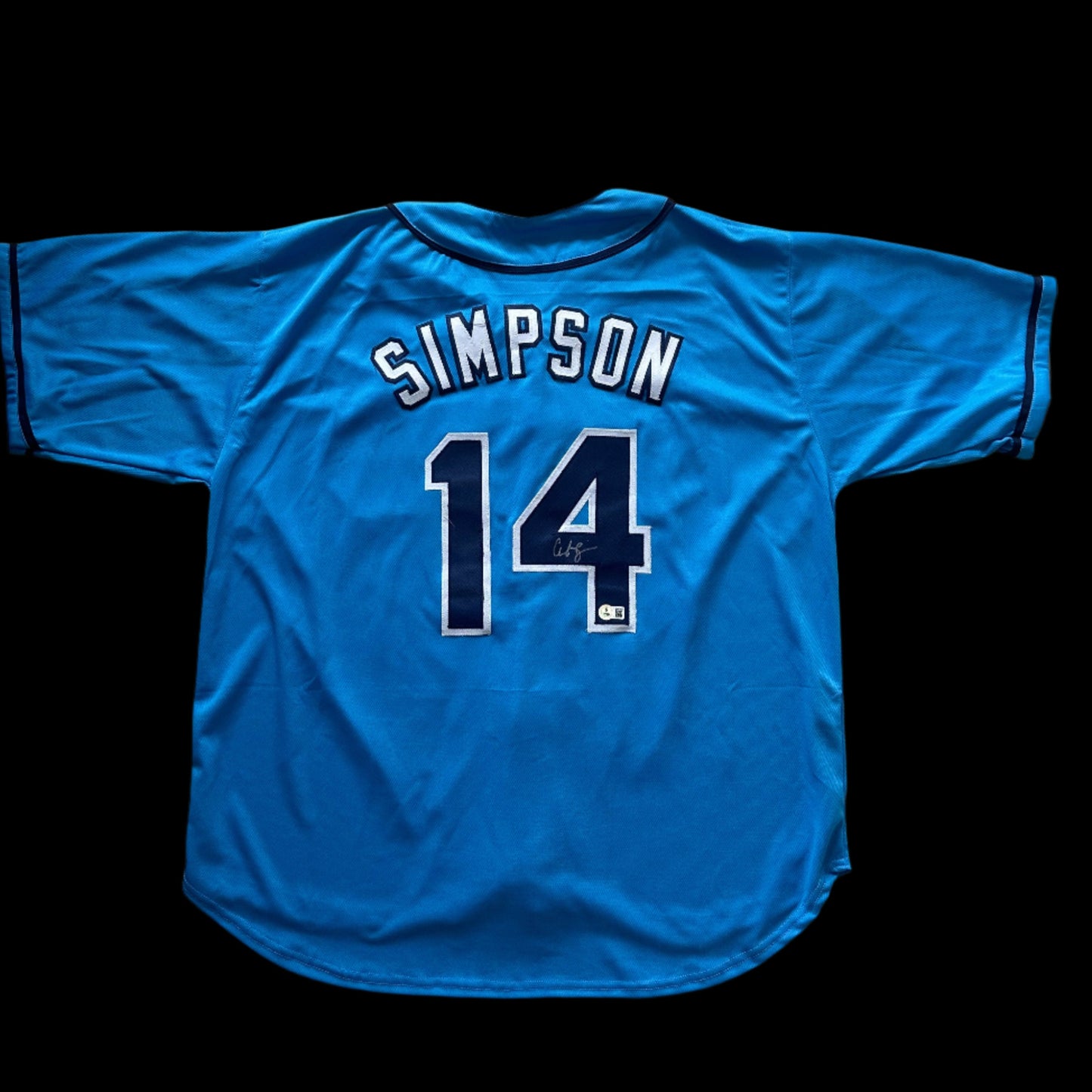 Chandler Simpson Autographed Tampa Bay Rays Custom Jersey BAS Auth