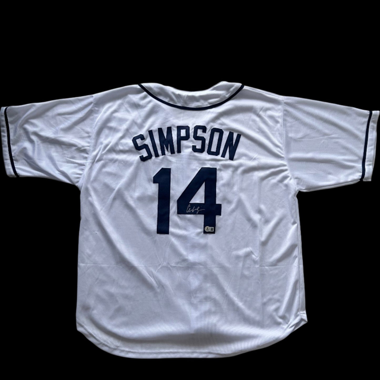 Chandler Simpson Autographed Tampa Bay Rays White Custom Jersey BAS Auth