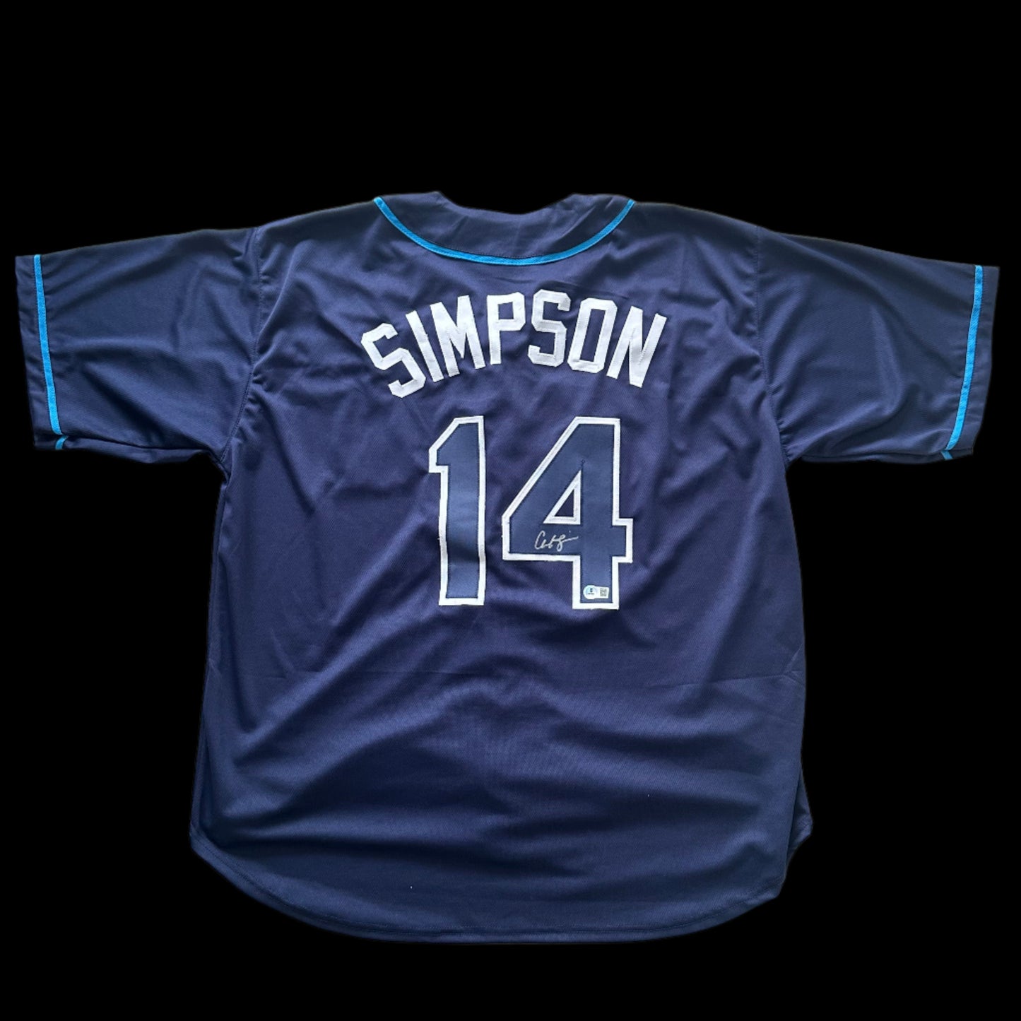 Chandler Simpson Autographed Tampa Bay Rays Navy Custom Jersey BAS Auth