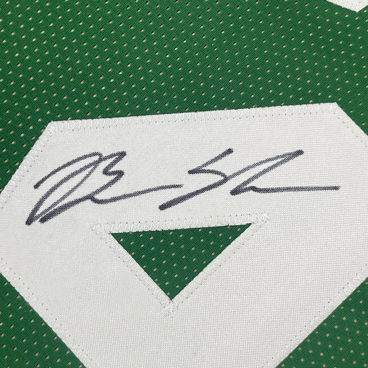 Framed Autographed/Signed Brian Scalabrine 35x39 Boston Green Basketball Jersey JSA COA