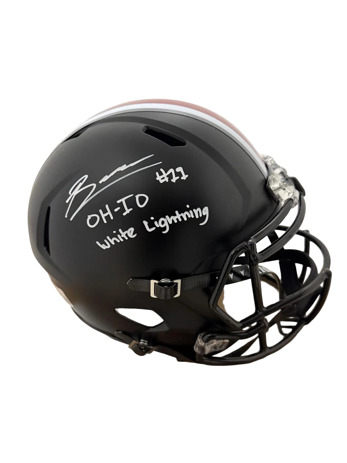 Brock Boyd Signed Ohio State Black Full Size Helmet "OH-IO" "White Lightning" JSA