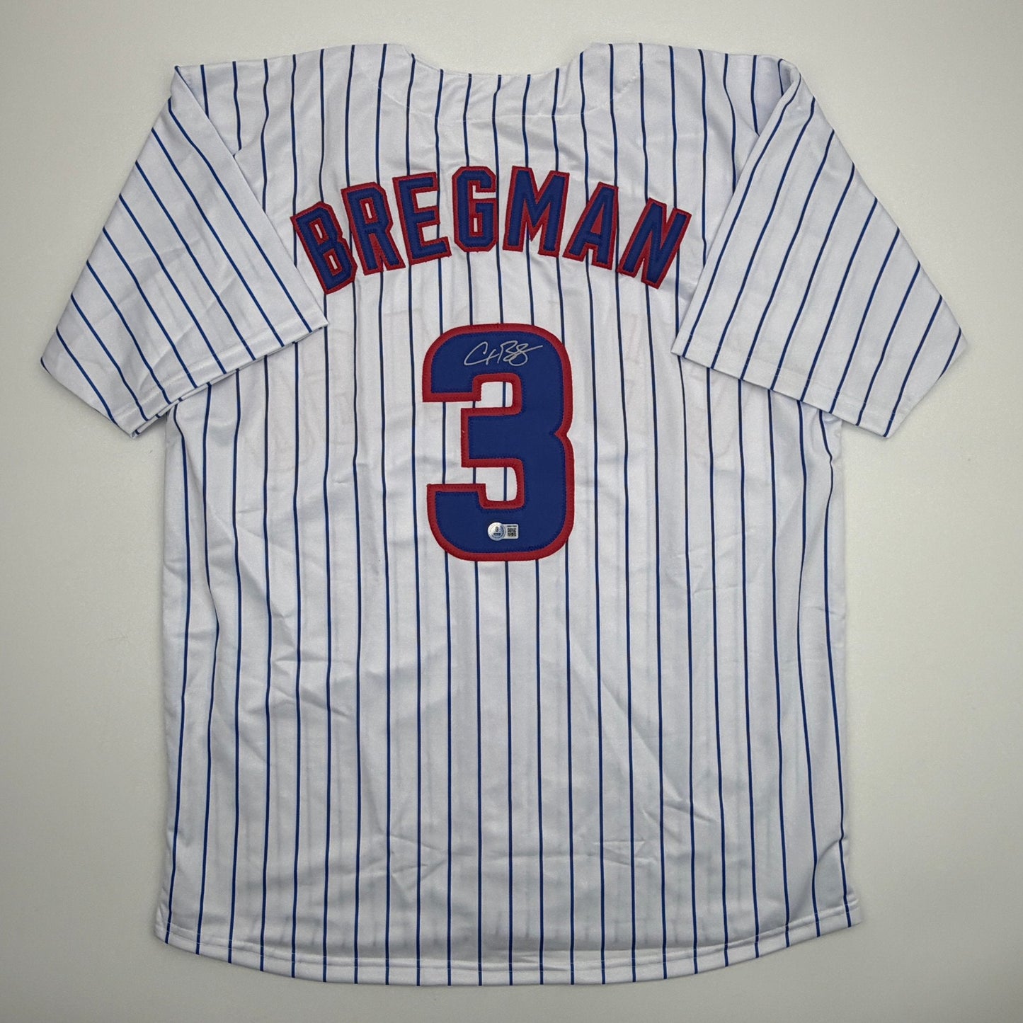 Autographed/Signed Alex Bregman Chicago Pinstripe Baseball Jersey Beckett BAS COA