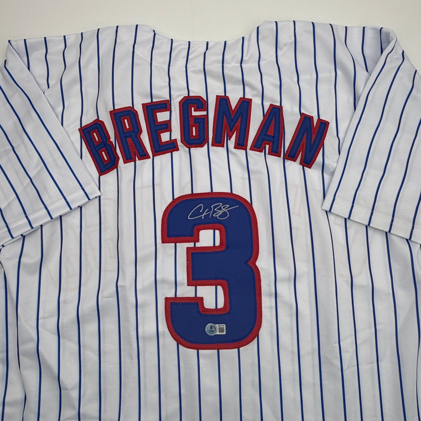 Autographed/Signed Alex Bregman Chicago Pinstripe Baseball Jersey Beckett BAS COA