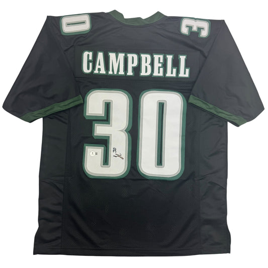 Autographed/Signed Jihaad Campbell Philadelphia Black Football Jersey Beckett BAS COA