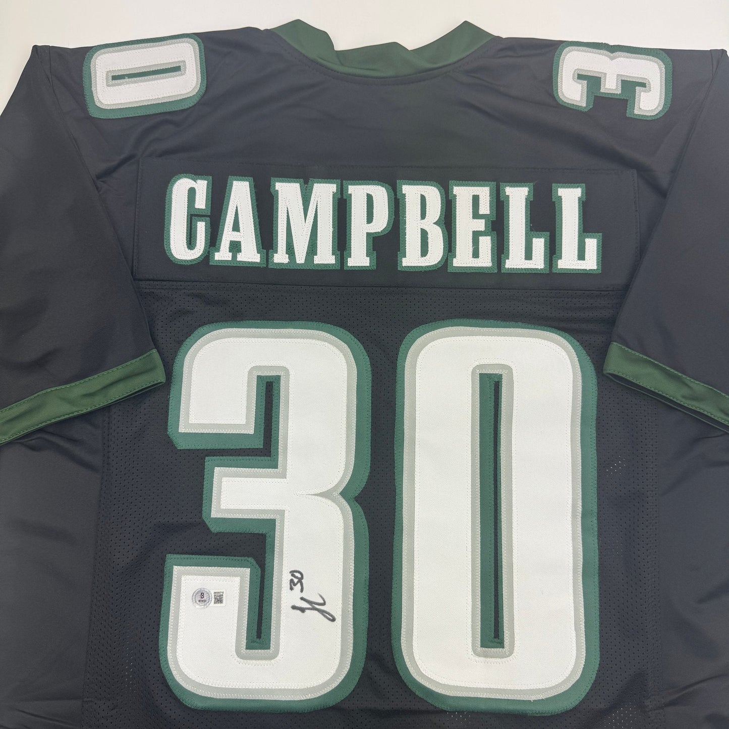 Autographed/Signed Jihaad Campbell Philadelphia Black Football Jersey Beckett BAS COA
