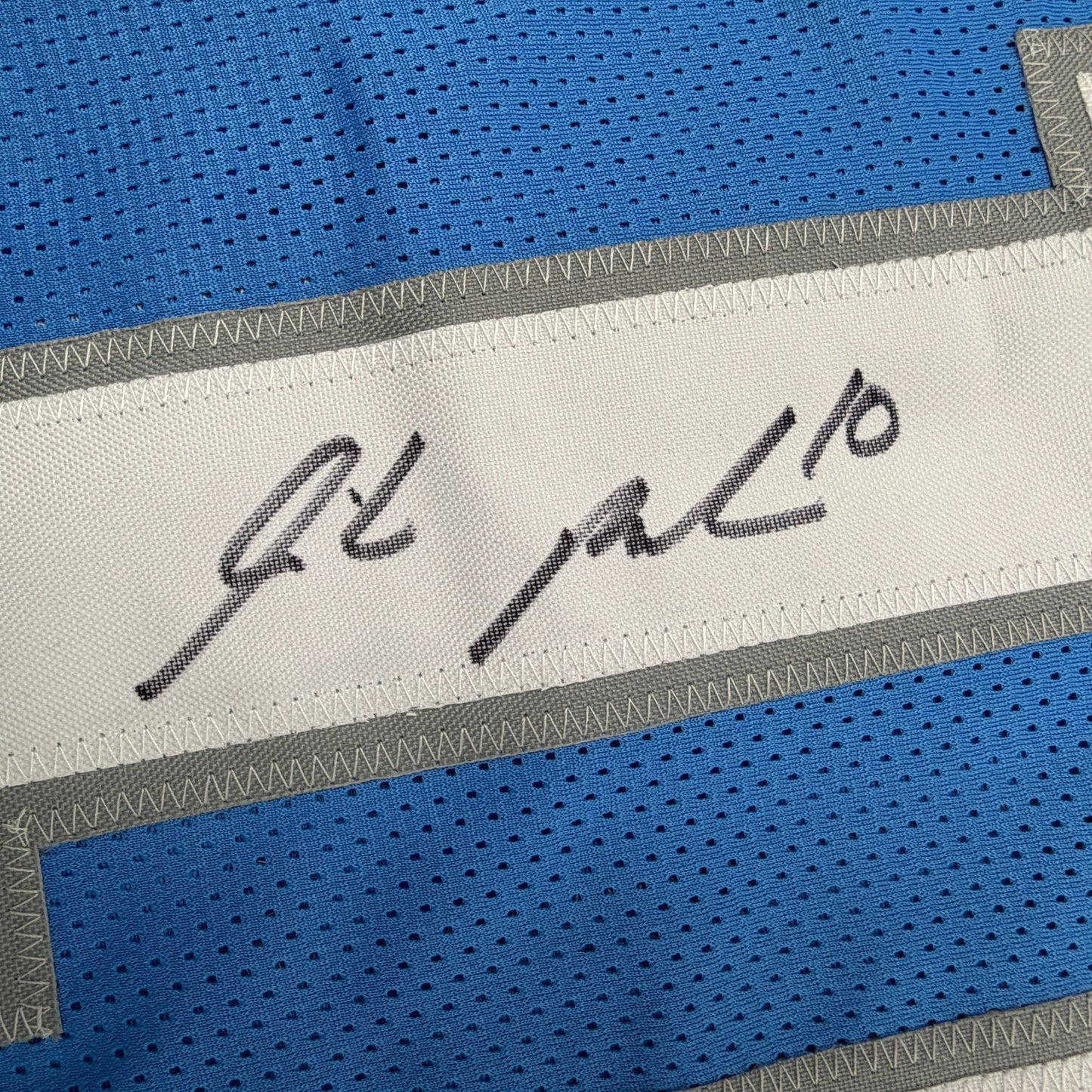 Autographed/Signed Isiah Pacheco Detroit Blue Football Jersey JSA COA