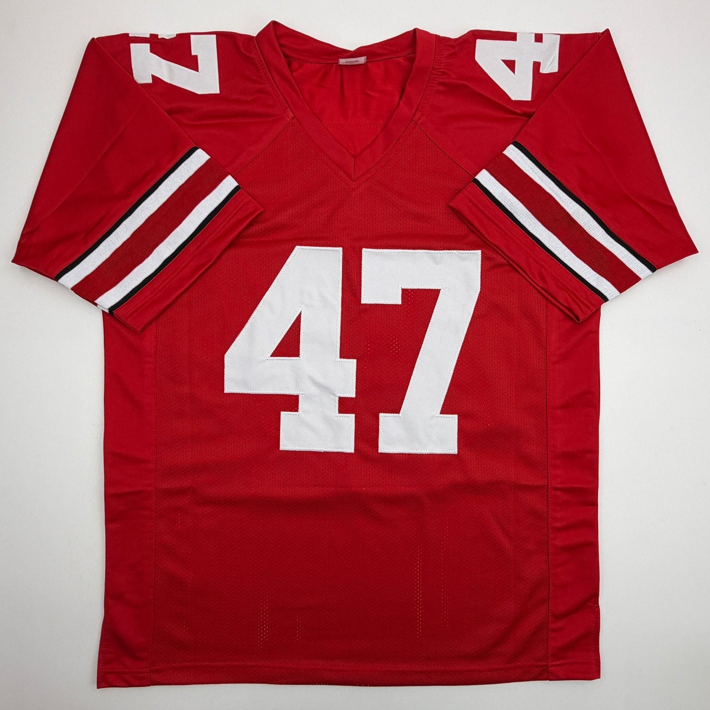 Autographed/Signed AJ Hawk Ohio State Red College Football Jersey Beckett BAS COA
