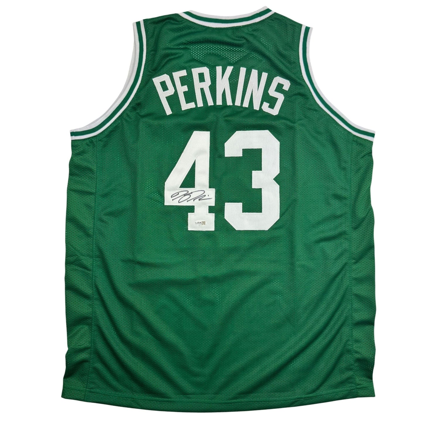 Autographed/Signed Kendrick Perkins Boston Green Basketball Jersey JSA COA