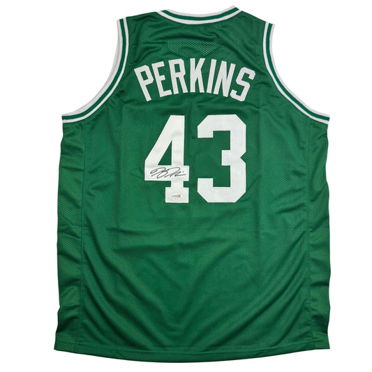Autographed/Signed Kendrick Perkins Boston Green Basketball Jersey JSA COA