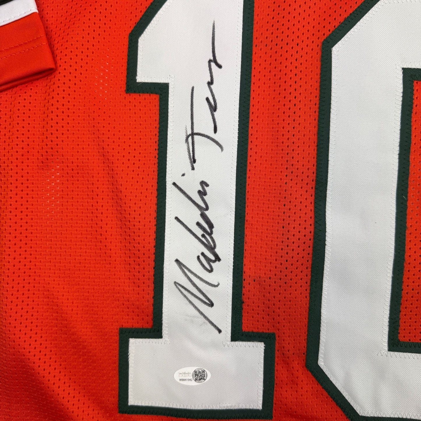Autographed/Signed Malachi Toney Miami Orange College Football Jersey JSA COA