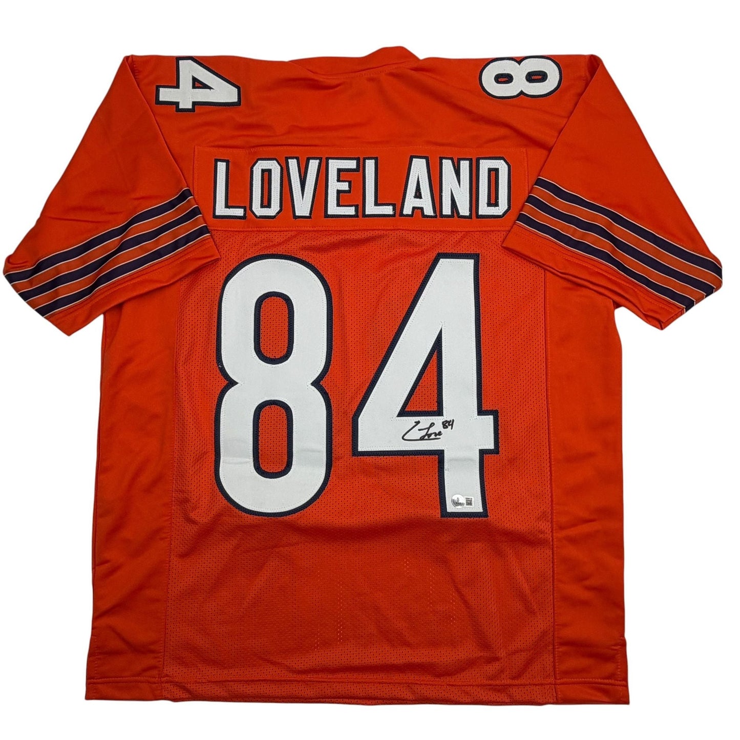 Autographed/Signed Colston Loveland Chicago Orange Football Jersey Beckett BAS COA