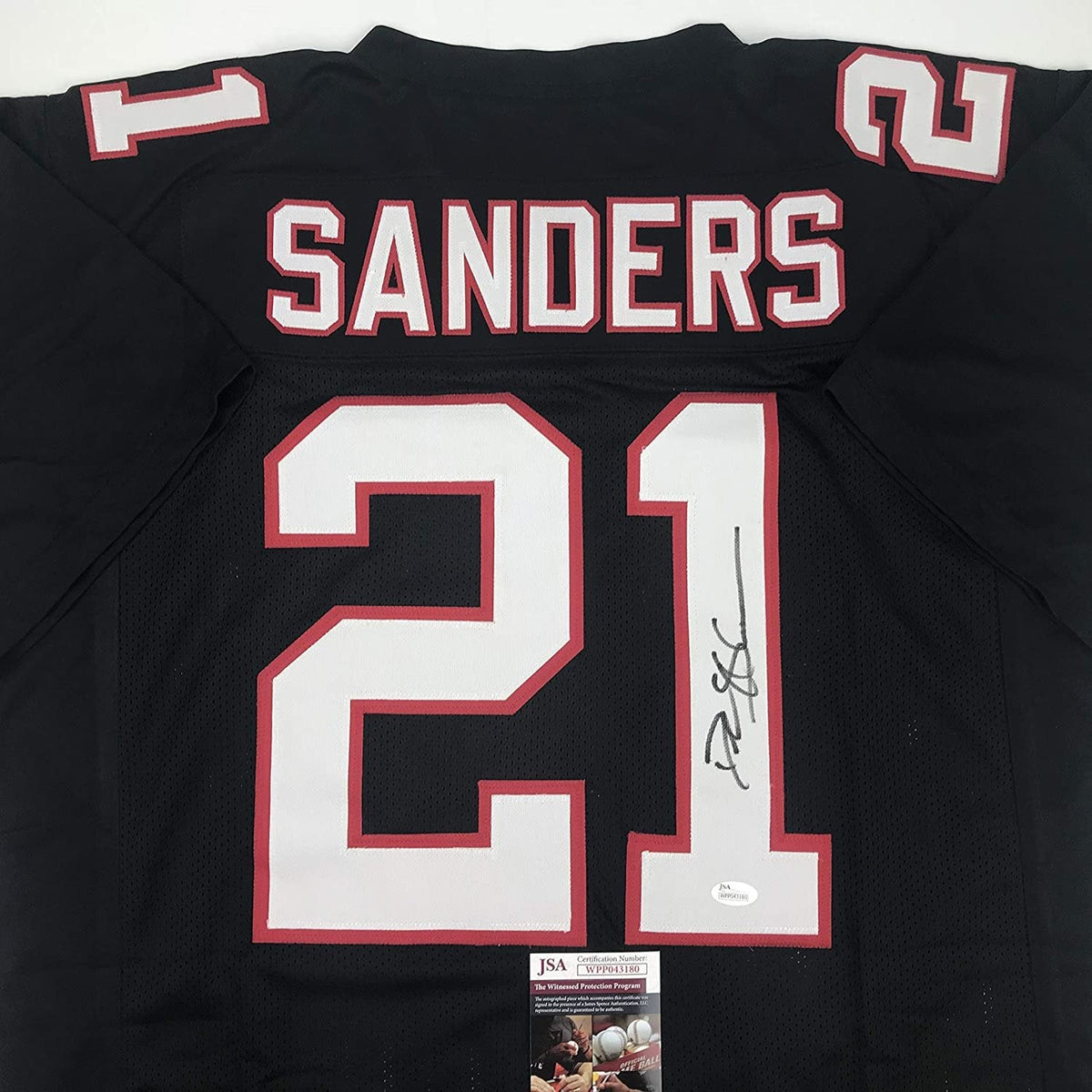 Autographed/Signed Deion Sanders Atlanta Black Football Jersey JSA COA