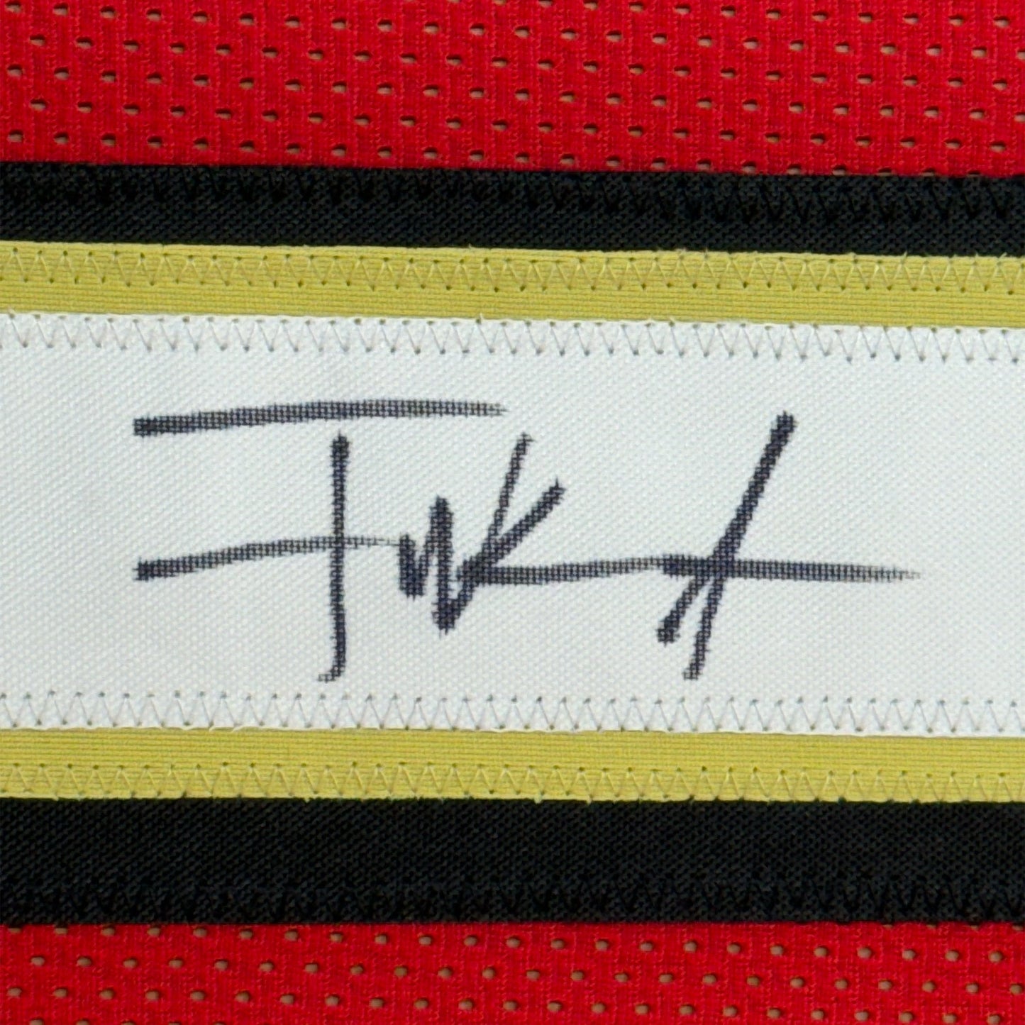 Framed Autographed/Signed Frank Gore 35x39 San Francisco Red Alternate Football Jersey Beckett BAS COA