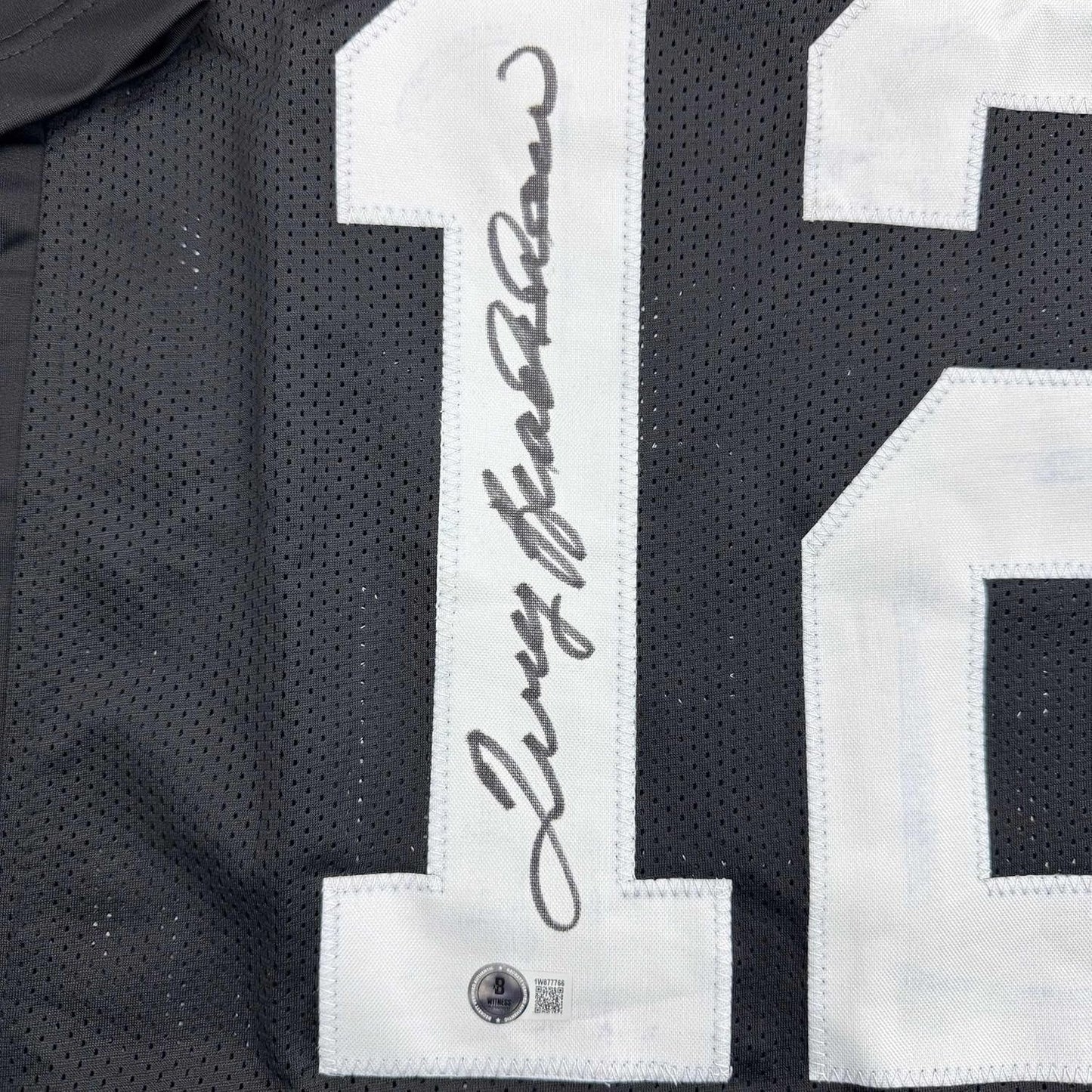 Framed Autographed/Signed Terry Bradshaw 35x39 Pittsburgh Black Football Jersey Beckett BAS COA