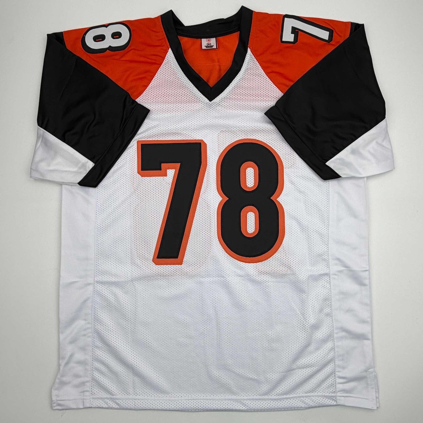 Autographed/Signed Anthony Munoz Cincinnati White Football Jersey Beckett BAS COA