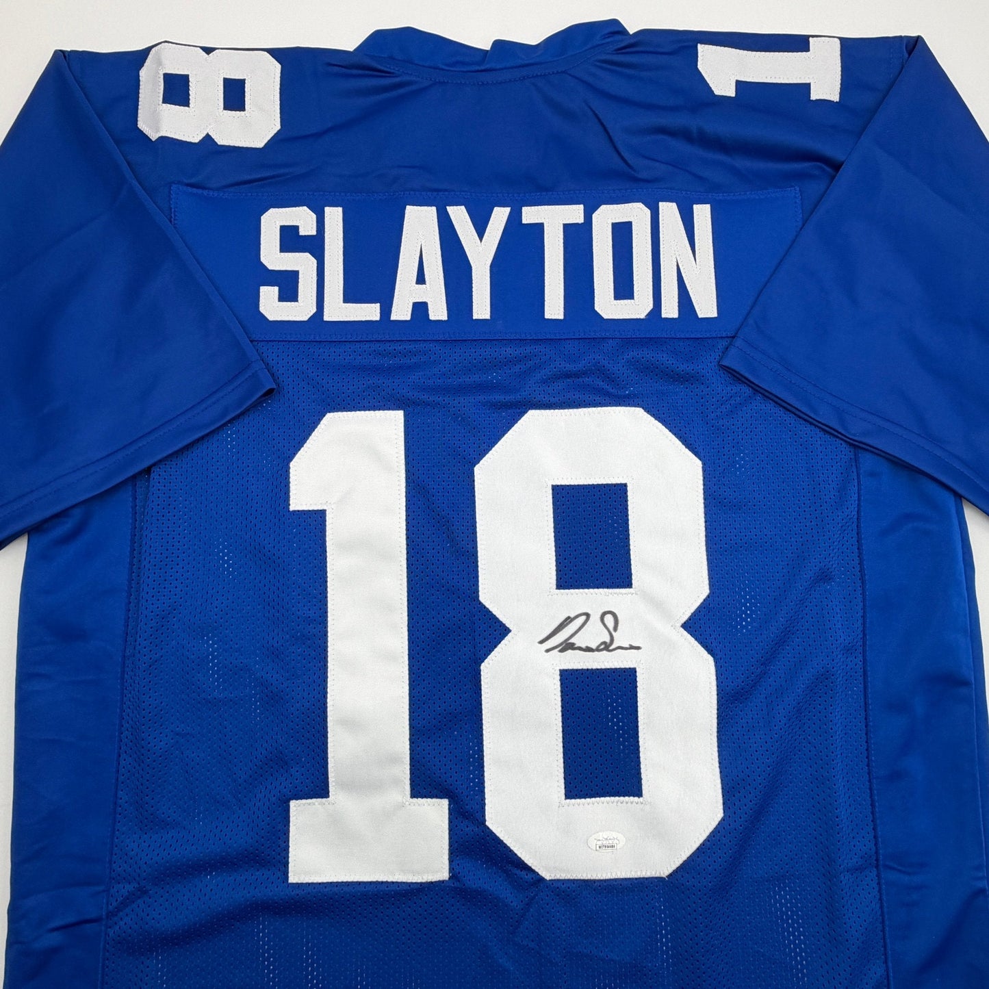 Autographed/Signed Darius Slayton New York Blue Football Jersey JSA COA