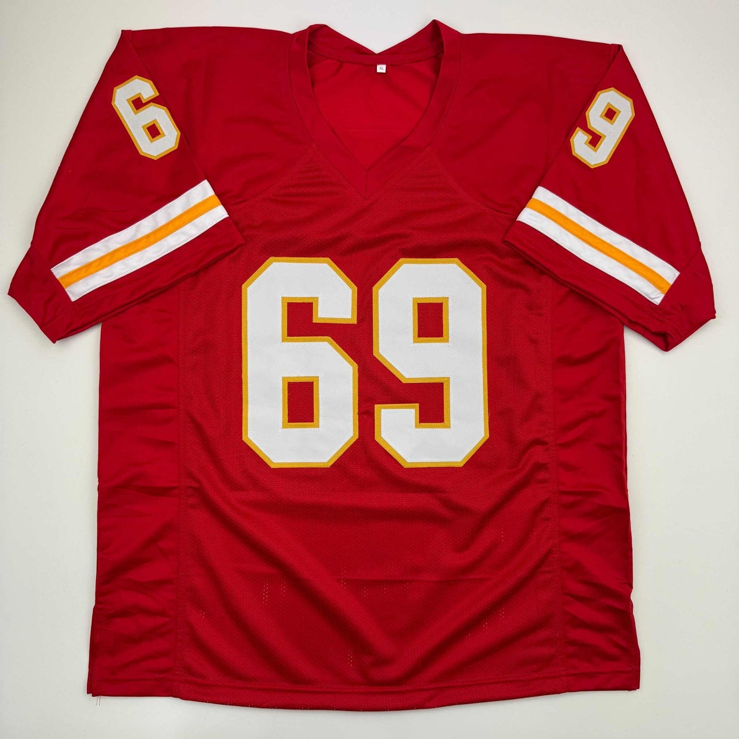 Autographed/Signed Jared Allen Kansas City Red Football Jersey Beckett BAS COA