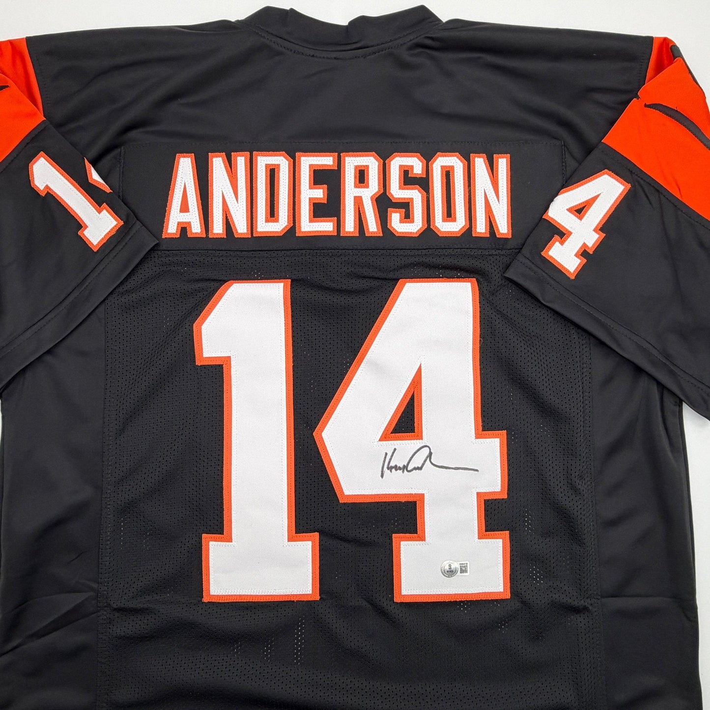 Autographed/Signed Ken Anderson Cincinnati Black Football Jersey Beckett BAS COA