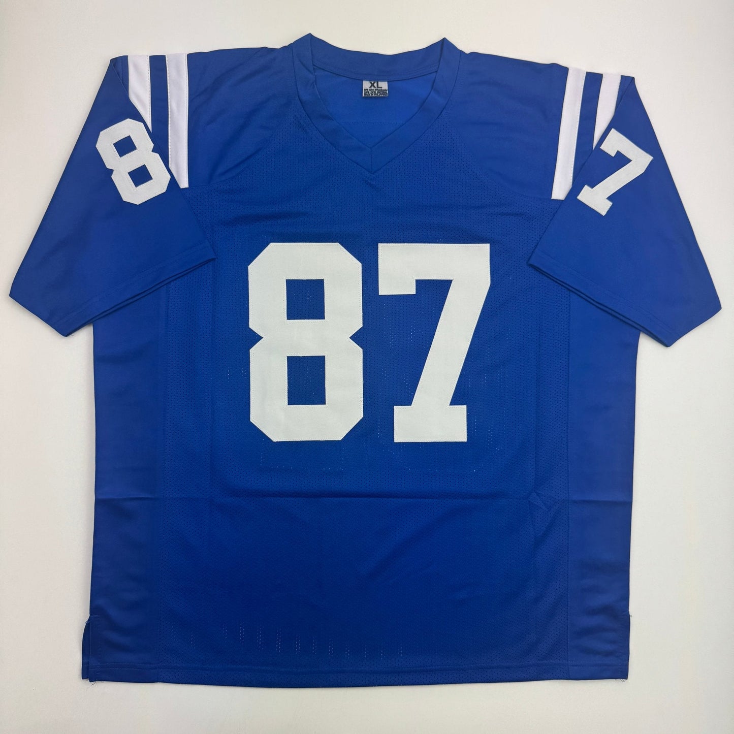 Autographed/Signed Reggie Wayne Indianapolis Blue Football Jersey JSA COA