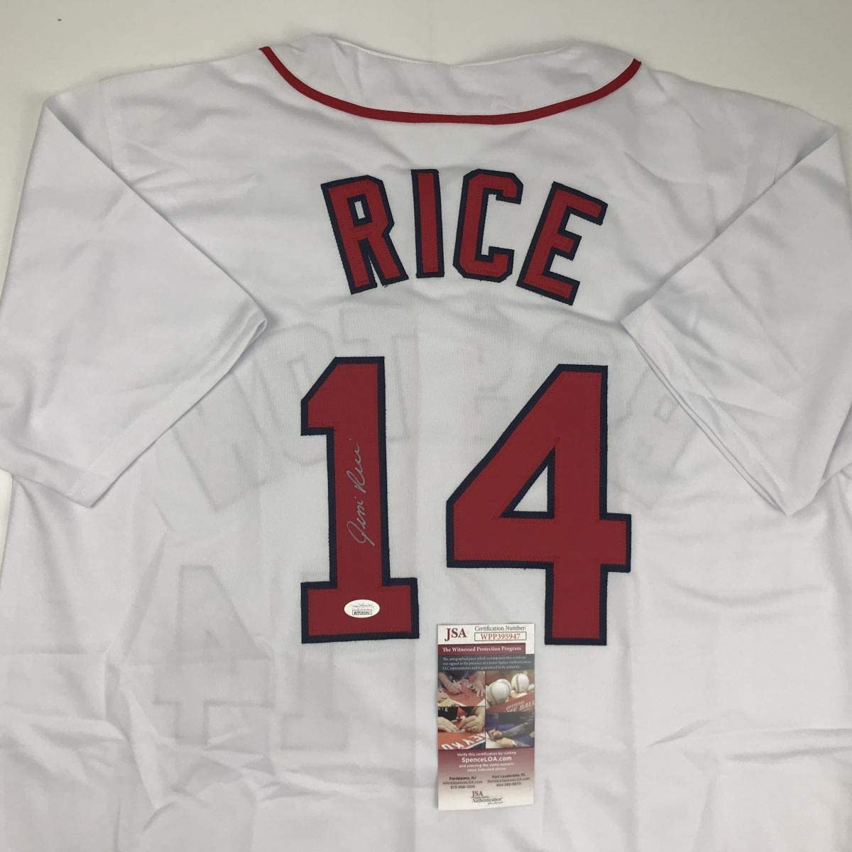 Autographed/Signed Jim Rice Boston White Baseball Jersey JSA COA