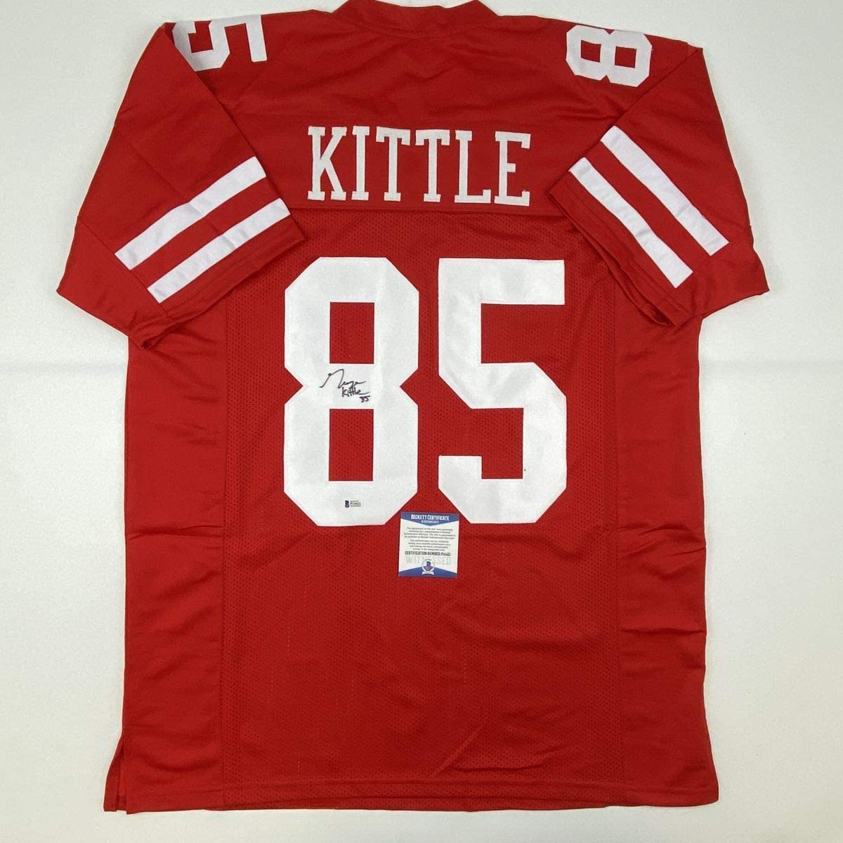Autographed/Signed George Kittle San Francisco Red Football Jersey Beckett BAS COA