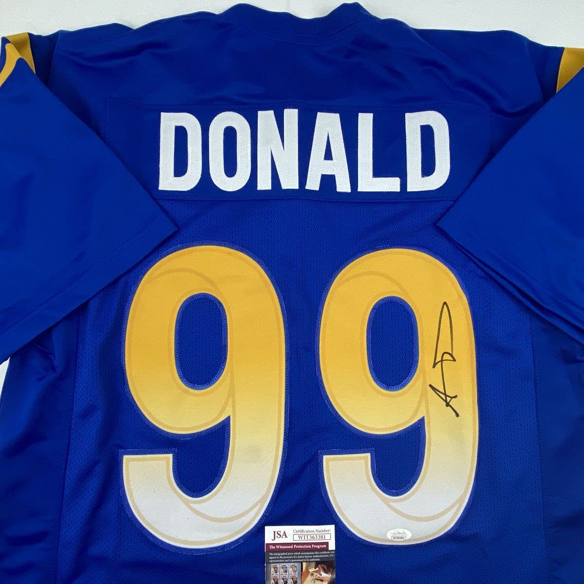Autographed/Signed Aaron Donald Los Angeles LA Royal Blue Football Jersey Beckett BAS COA