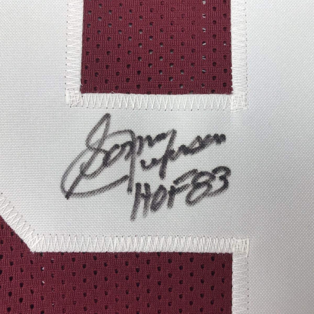 Framed Autographed/Signed Sonny Jurgensen HOF 83 35x39 Washington Burgundy Football Jersey JSA COA