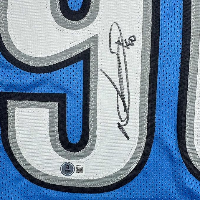 Framed Autographed/Signed Ndamukong Suh 35x39 Detroit Blue Football Jersey Beckett BAS COA