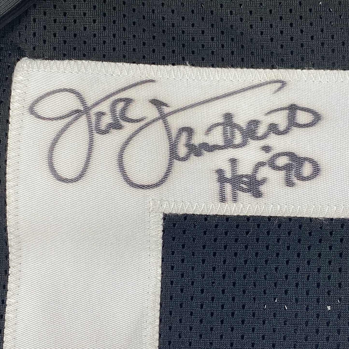 Framed Autographed/Signed Jack Lambert 35x39 HOF 90 Pittsburgh Black Football Jersey JSA COA