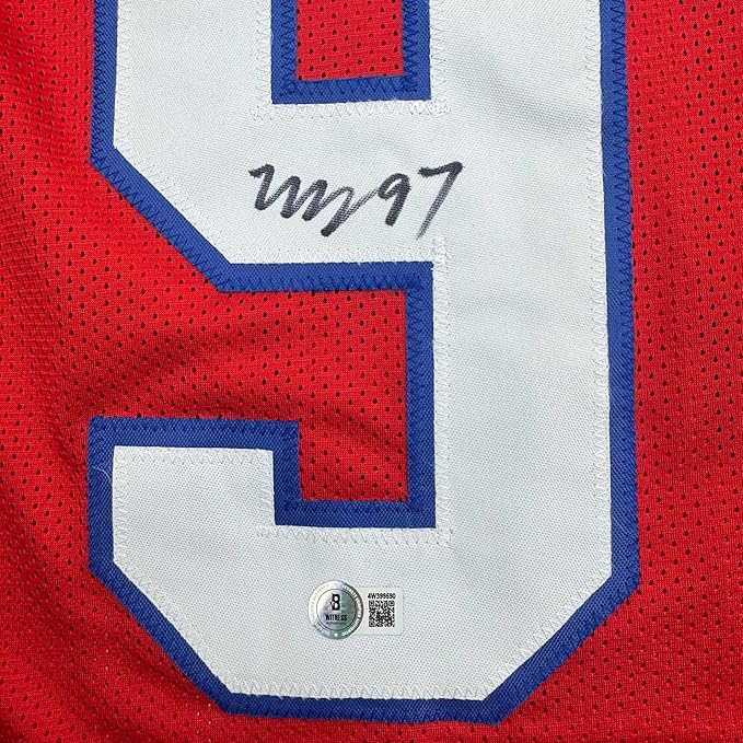 Framed Autographed/Signed Milton Williams 35x39 New England Red Football Jersey Beckett BAS COA