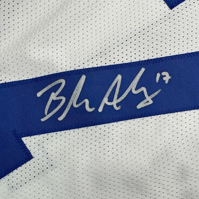 Framed Autographed/Signed Brandon Aubrey 35x39 Dallas White Football Jersey Beckett BAS COA