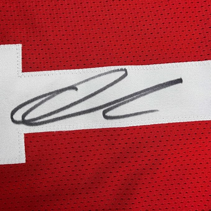 Framed Autographed/Signed Quinshon Judkins 35x39 Ohio State Red College Football Jersey Beckett BAS COA