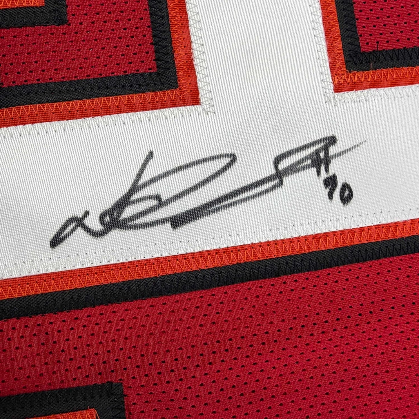 Framed Autographed/Signed Ndamukong Suh 35x39 Tampa Bay Red Football Jersey Beckett BAS COA