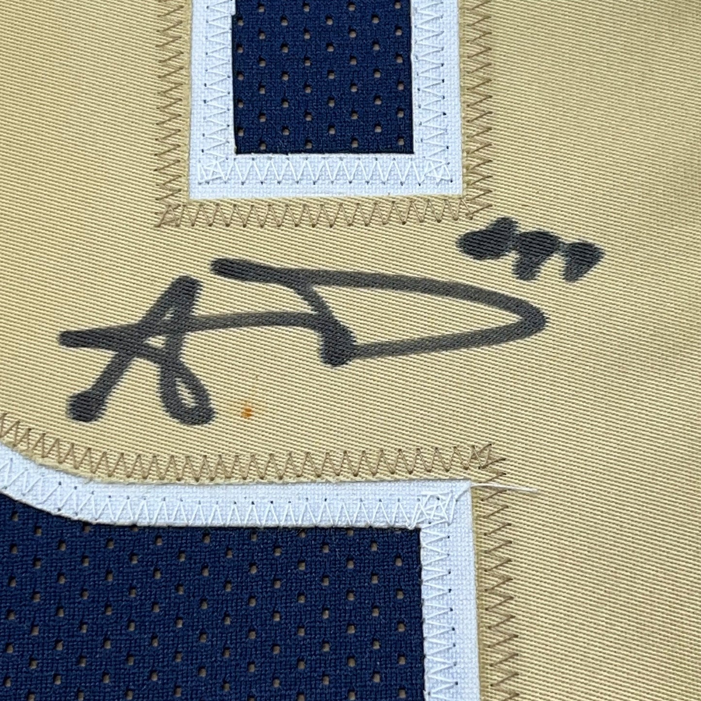 Framed Autographed/Signed Aaron Donald 35x39 Los Angeles LA Dark Blue Football Jersey JSA COA