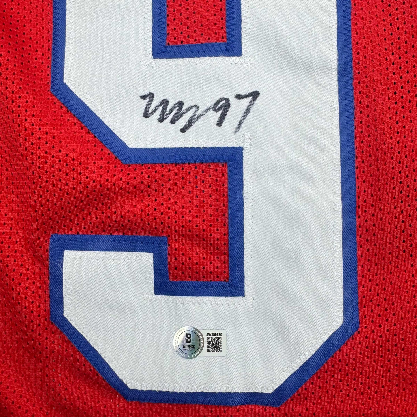Autographed/Signed Milton Williams New England Red Football Jersey Beckett BAS COA