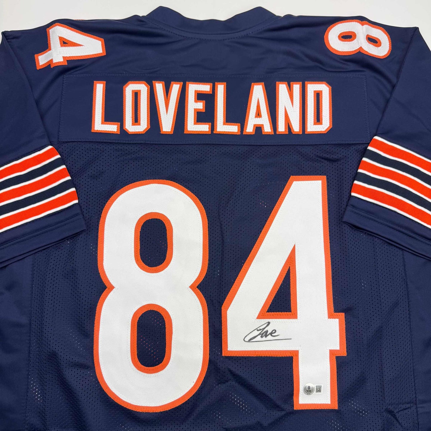 Autographed/Signed Colston Loveland Chicago Blue Football Jersey Beckett BAS COA