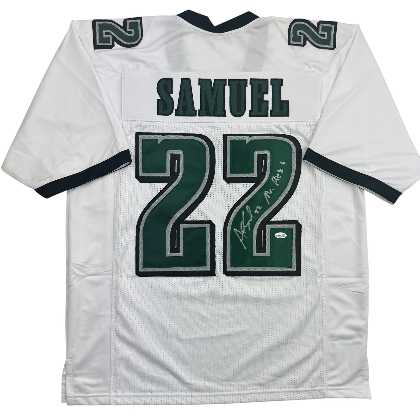 Autographed/Signed Asante Samuel Sr. Philadelphia White Football Jersey JSA COA