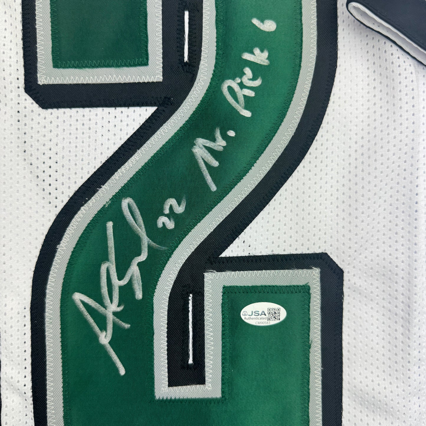 Autographed/Signed Asante Samuel Sr. Philadelphia White Football Jersey JSA COA