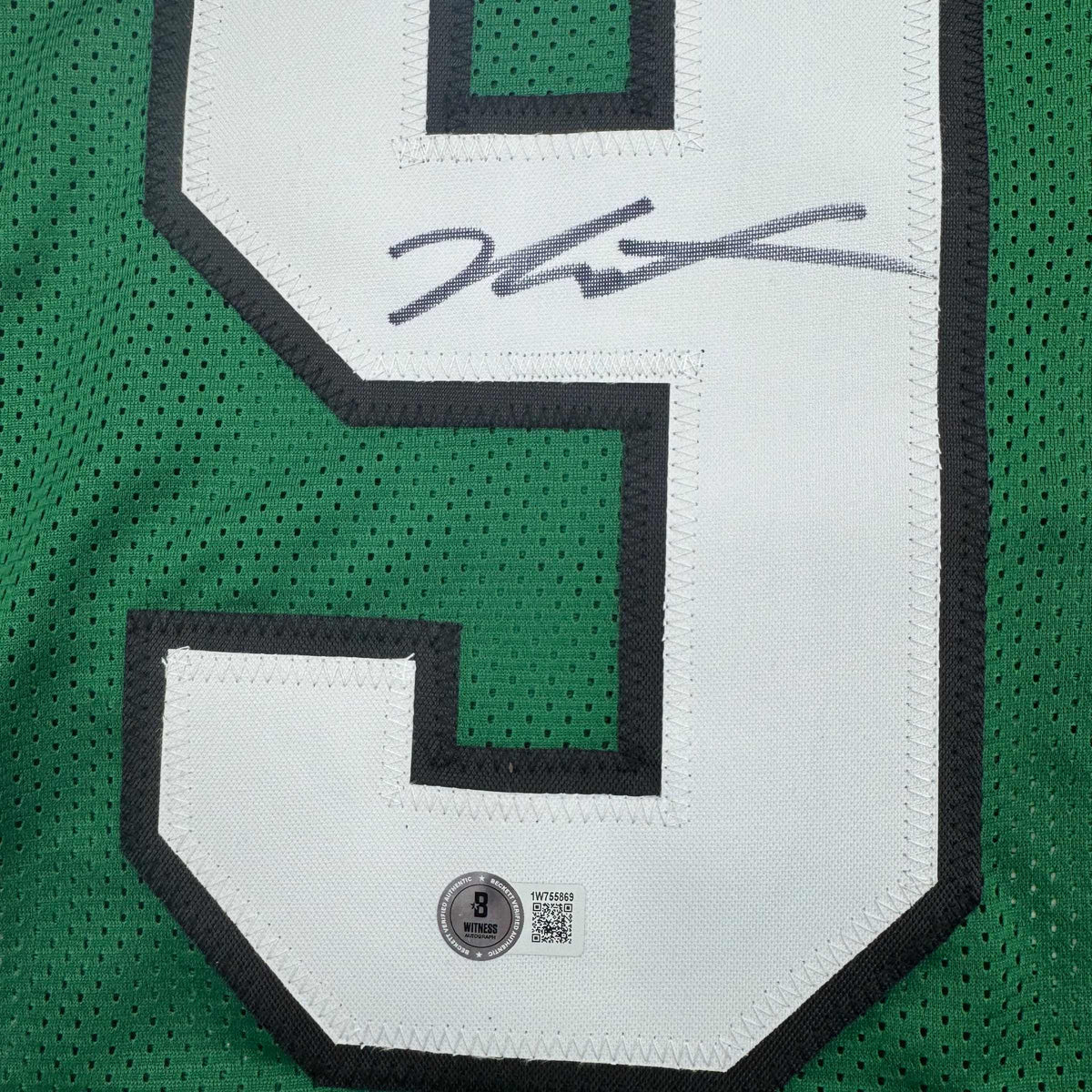 Autographed/Signed Jalen Carter Philadelphia Kelly Green Football Jersey Beckett BAS COA