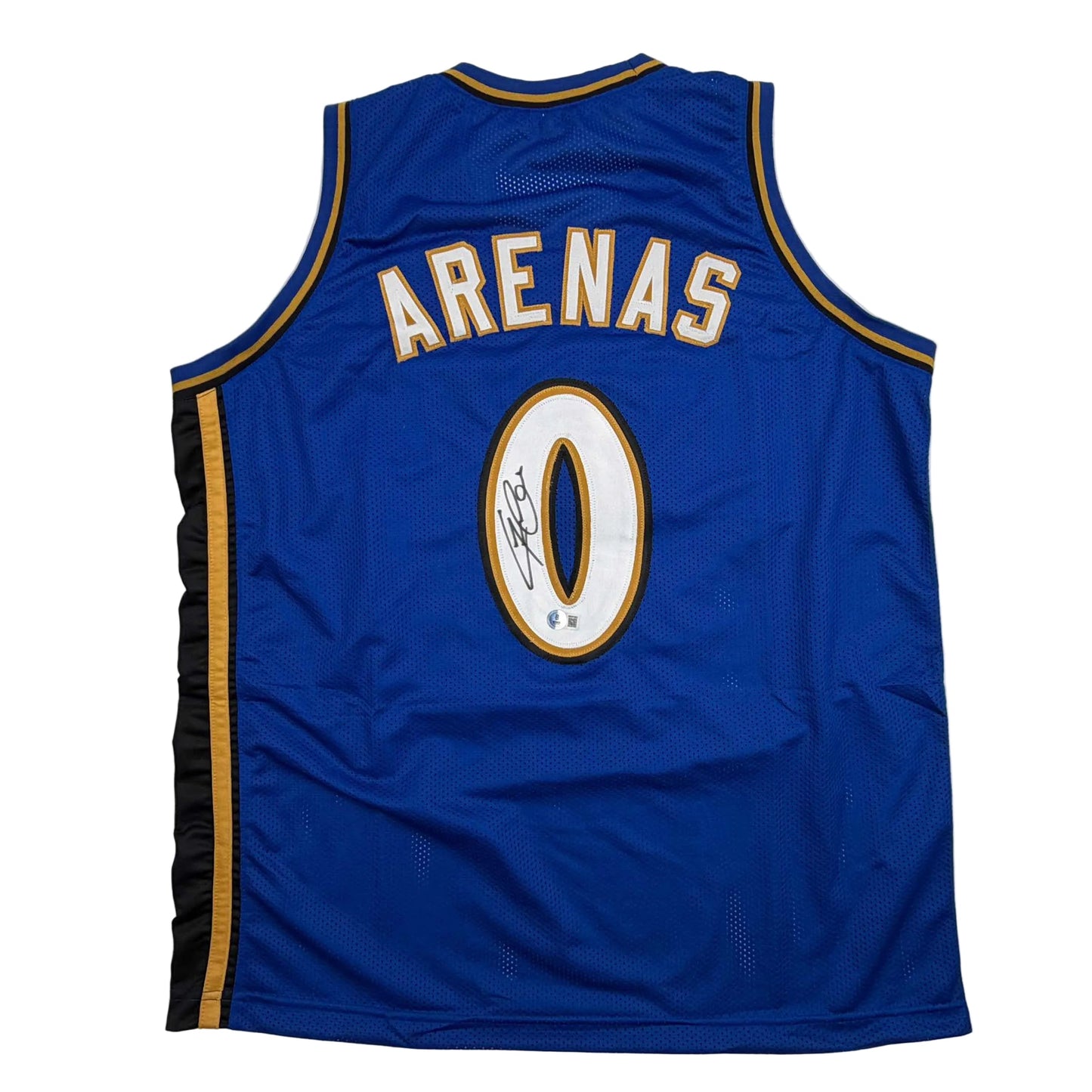 Autographed/Signed Gilbert Arenas Washington Blue Basketball Jersey Beckett BAS COA