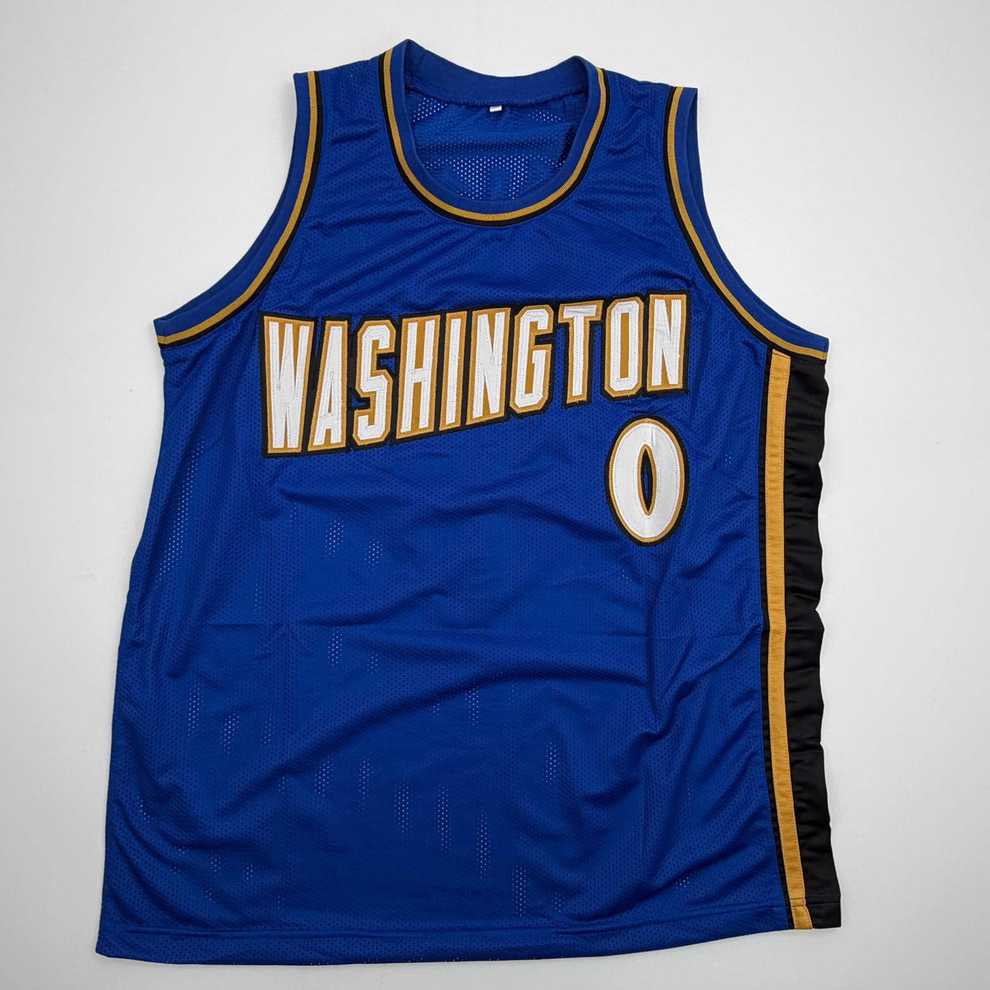 Autographed/Signed Gilbert Arenas Washington Blue Basketball Jersey Beckett BAS COA