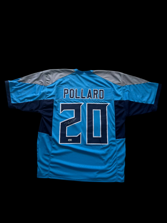 Tony Pollard Signed Tennessee Titans Light Blue Jersey BAS Auth