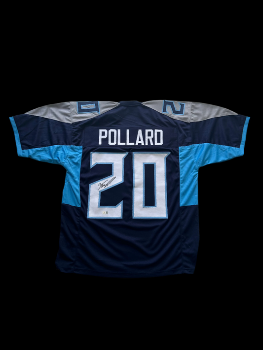Tony Pollard Signed Tennessee Titans Blue Jersey BAS Auth